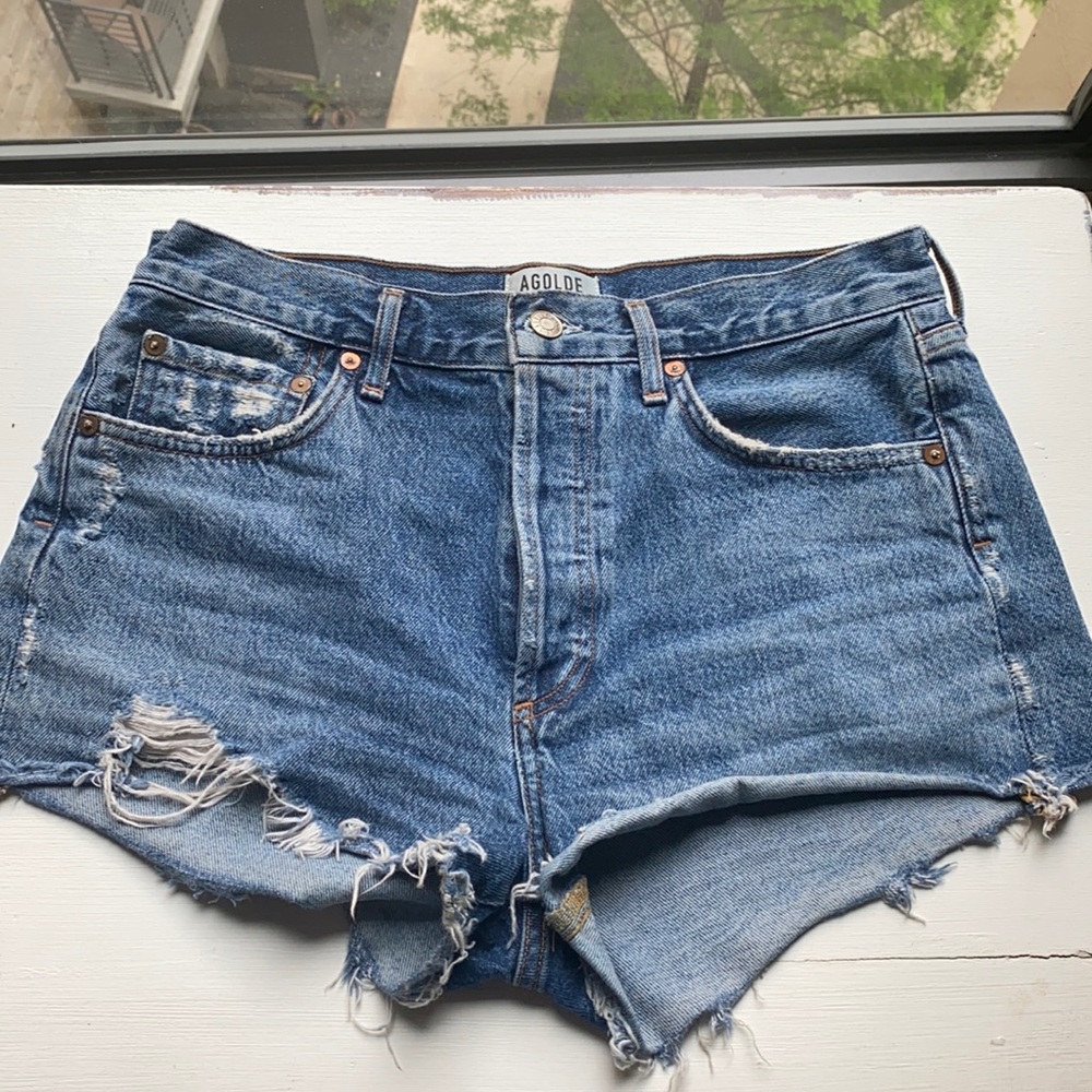 Agolde Parker Blue Denim Jean Shorts